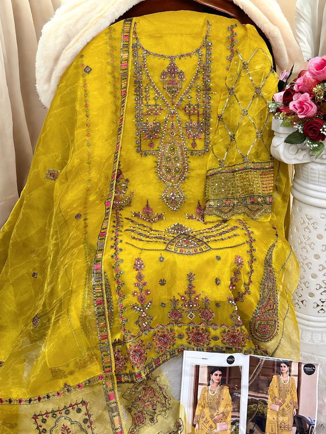 1233 E To H Mehboob Tex Embroidery Organza Pakistani Suits Wholesale Suppliers In India
